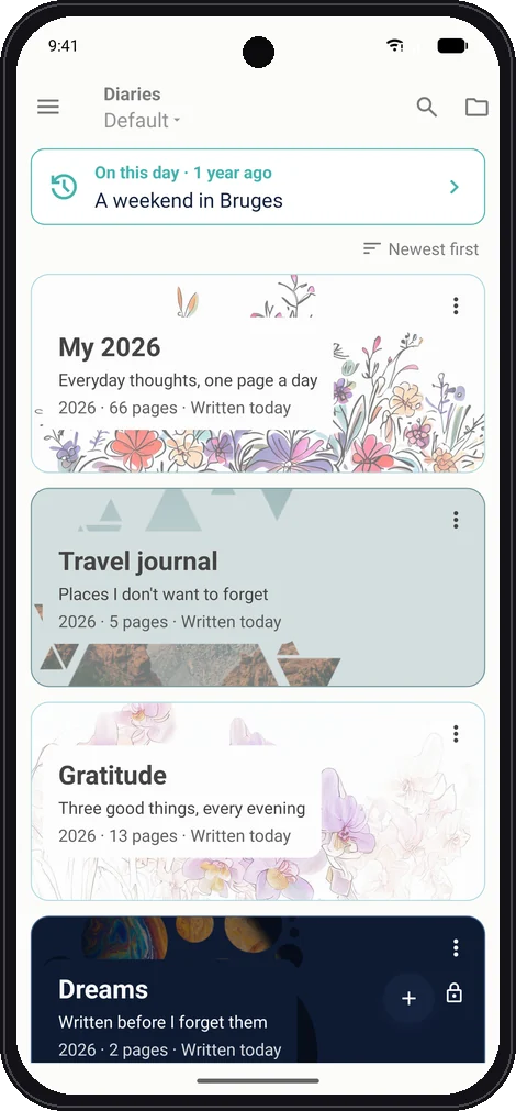 Safe Diary showing a shelf of themed diaries